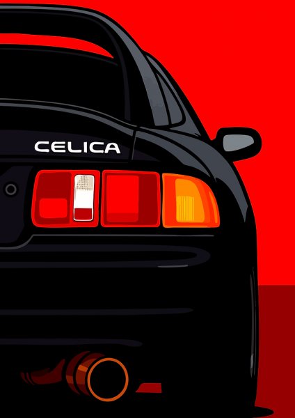 Black Celica Car Rear View Araba Posteri – Duvar Tablosu