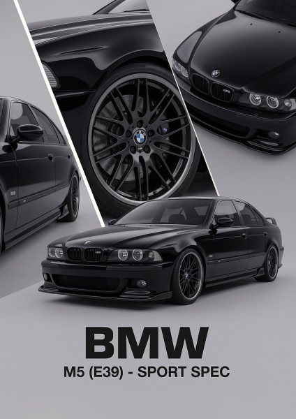 black classic BMW M5 E39 car Araba Posteri – Duvar Tablosu duvarda gerçek ölçek