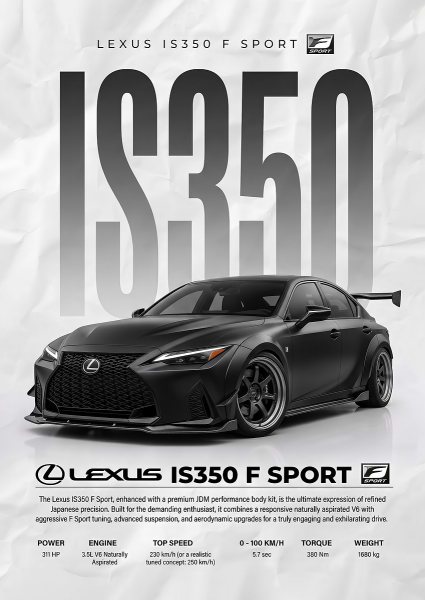 black Lexus IS350 F Sport Car Araba Posteri – Duvar Tablosu poster görseli