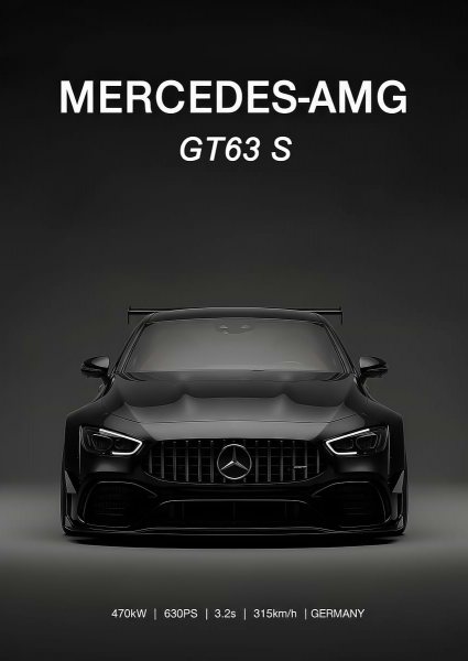 black Mercedes-AMG GT63 S Araba Posteri – Duvar Tablosu duvarda gerçek ölçek