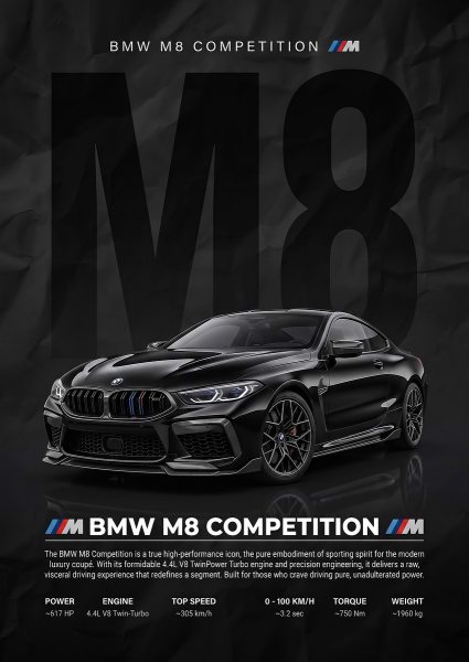 black sleek M8 Competition car Araba Posteri – Duvar Tablosu