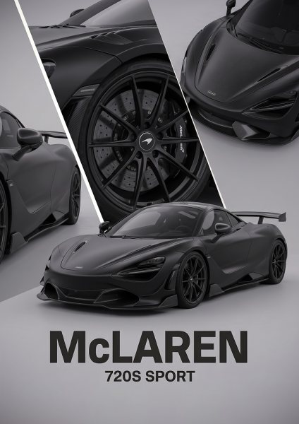 black sleek McLaren 720S Sport art Araba Posteri – Duvar Tablosu poster görseli