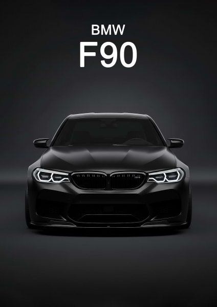 black sport BMW F90 Front View Araba Posteri – Duvar Tablosu duvarda gerçek ölçek
