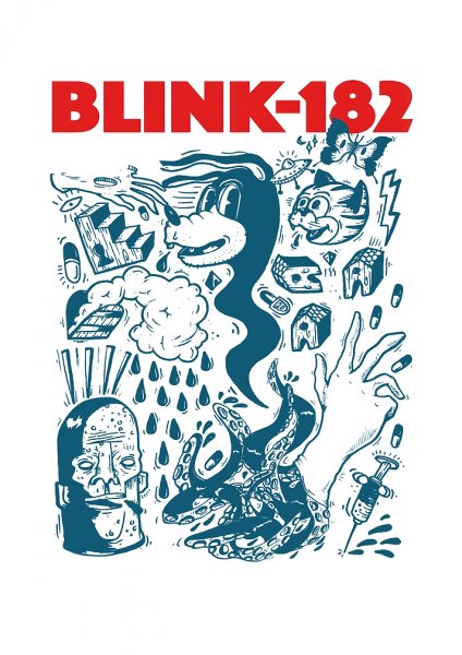 Blink-182 Doodle Art Graphic Müzik Posteri – Duvar Tablosu duvarda gerçek ölçek