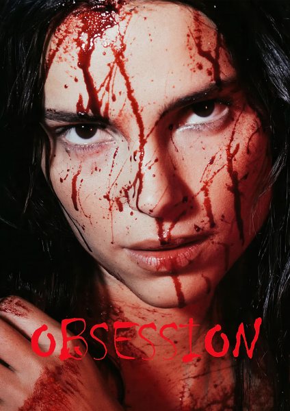 Bloody Woman with Obsession Text Film Posteri – Duvar Tablosu duvarda gerçek ölçek
