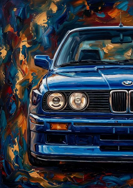 Blue BMW E30 M3 Painting Araba Posteri – Duvar Tablosu