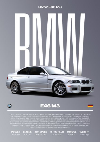 BMW E46 M3 Car Araba Posteri – Duvar Tablosu