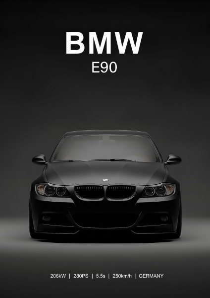 BMW E90 Black Car Araba Posteri – Duvar Tablosu