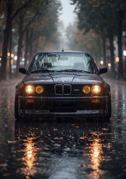 BMW M3 E30 in the Rain Araba Posteri – Duvar Tablosu