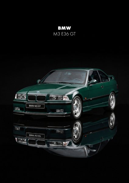 BMW M3 E36 GT Araba Posteri – Duvar Tablosu duvarda gerçek ölçek