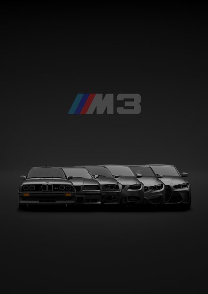 BMW M3 Evolution - E30 to G80 Araba Posteri – Duvar Tablosu