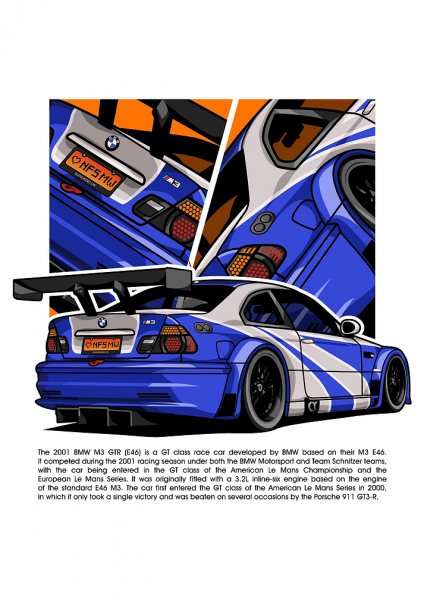 BMW M3 GTR Araba Posteri – Duvar Tablosu duvarda gerçek ölçek
