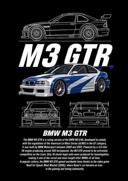 BMW M3 GTR Araba Posteri – Duvar Tablosu