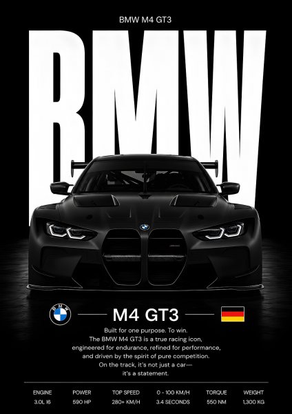 BMW M4 GT3, Car Araba Posteri – Duvar Tablosu