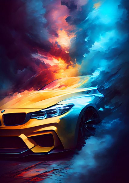BMW M4 Painting Araba Posteri – Duvar Tablosu duvarda gerçek ölçek