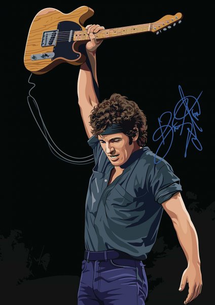 Bruce Springsteen Guitar Illustration Müzik Posteri – Duvar Tablosu duvarda gerçek ölçek