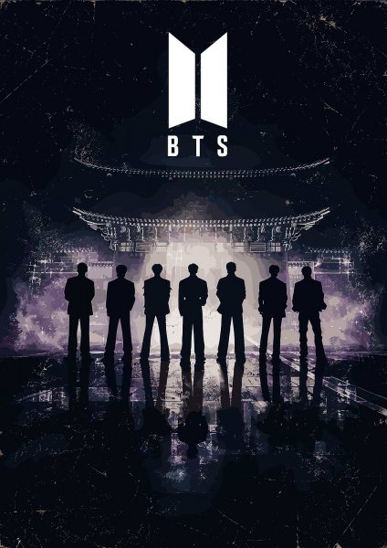 BTS Korean Palace Silhouette Müzik Posteri – Duvar Tablosu poster görseli