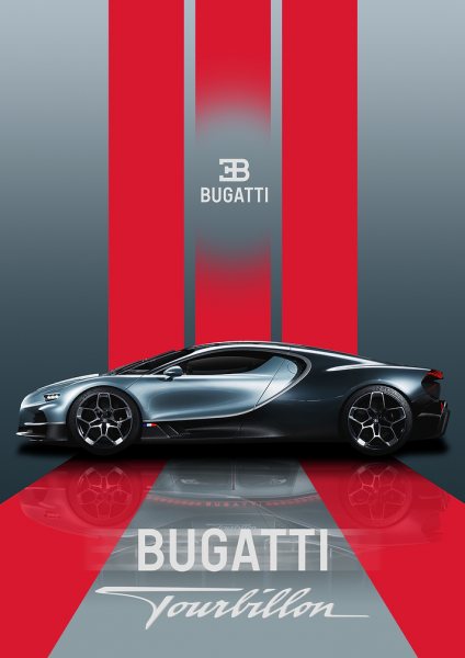 Bugatti Tourbillon Car Araba Posteri – Duvar Tablosu duvarda gerçek ölçek