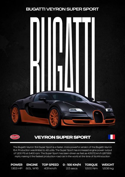 Bugatti Veyron Super Sport Araba Posteri – Duvar Tablosu