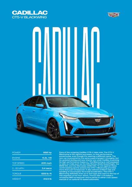 Cadillac CT5-V Blackwing Car Araba Posteri – Duvar Tablosu