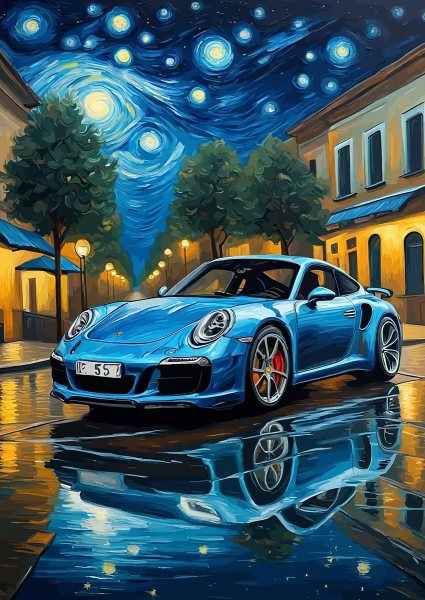 Car Under Starry Night Araba Posteri – Duvar Tablosu poster görseli