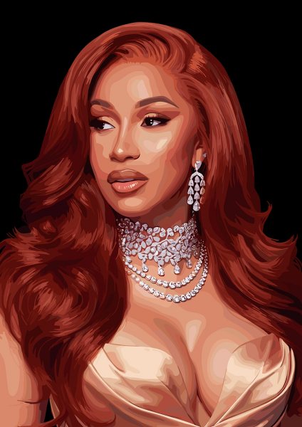Cardi B Portrait with Diamonds Müzik Posteri – Duvar Tablosu poster görseli