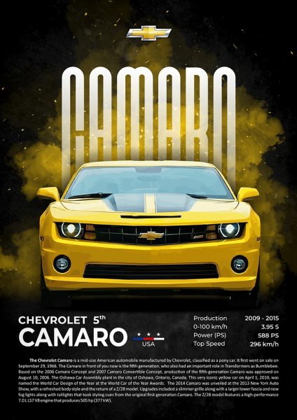 Chevrolet Camaro 5th Gen Araba Posteri – Duvar Tablosu poster görseli