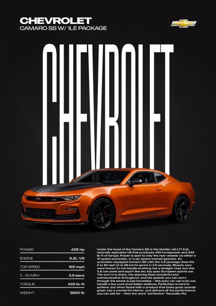 Chevrolet Camaro SS 1LE Package Car Araba Posteri – Duvar Tablosu poster görseli