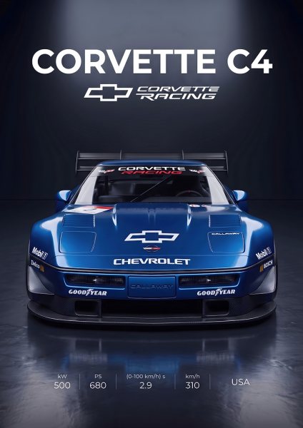 Chevrolet Corvette C4 Racing Araba Posteri – Duvar Tablosu