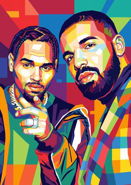 Chris Brown and Drake Pop Art Müzik Posteri – Duvar Tablosu duvarda gerçek ölçek