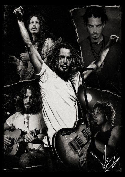 Chris Cornell Grunge Music Tribute Collage Müzik Posteri – Duvar Tablosu duvarda gerçek ölçek