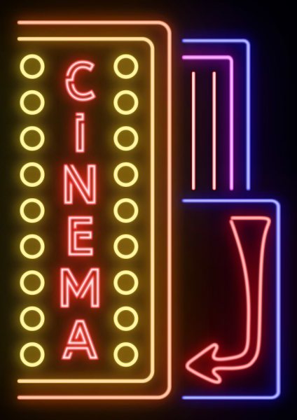 Cinema Neon Sign Film Posteri – Duvar Tablosu duvarda gerçek ölçek