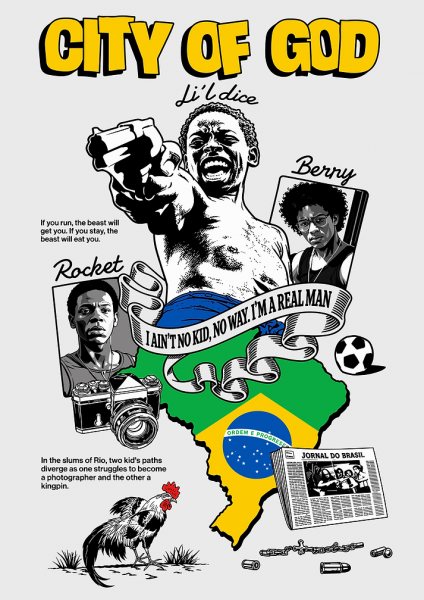 City of God Movie Poster Art Film Posteri – Duvar Tablosu duvarda gerçek ölçek