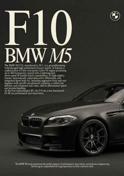 close up black BMW M5 F10 car Araba Posteri – Duvar Tablosu duvarda gerçek ölçek