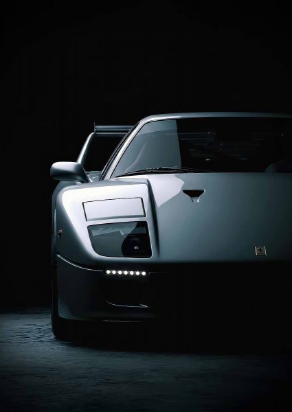 close up dark Ferrari F40 Front View car Araba Posteri – Duvar Tablosu duvarda gerçek ölçek