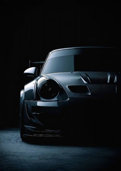 close up Dark Sports race Car Front View Araba Posteri – Duvar Tablosu duvarda gerçek ölçek