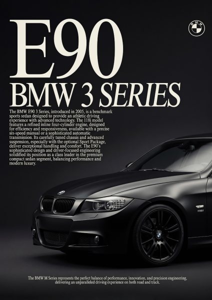 close up sleek black BMW E90 3 Series Sedan Araba Posteri – Duvar Tablosu duvarda gerçek ölçek