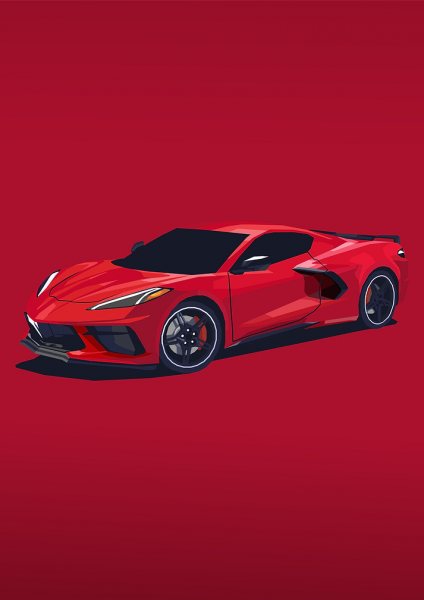 Corvette C8 Araba Posteri – Duvar Tablosu duvarda gerçek ölçek