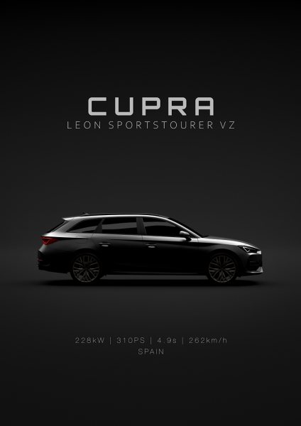 CUPRA Leon Sportstourer VZ Araba Posteri – Duvar Tablosu duvarda gerçek ölçek