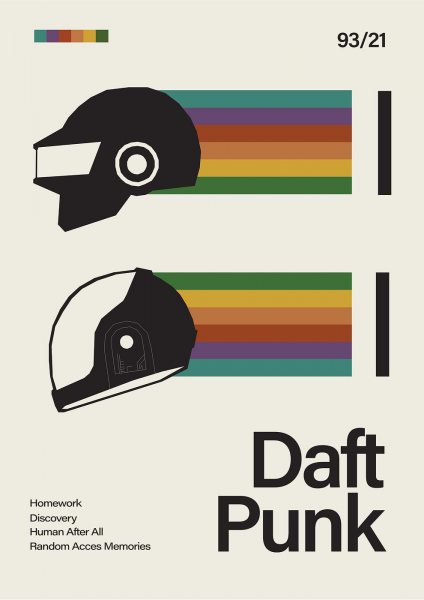 Daft Punk Helmets Minimalist Müzik Posteri – Duvar Tablosu