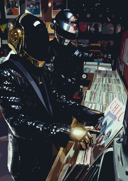 Daft Punk Vinyl Müzik Posteri – Duvar Tablosu duvarda gerçek ölçek