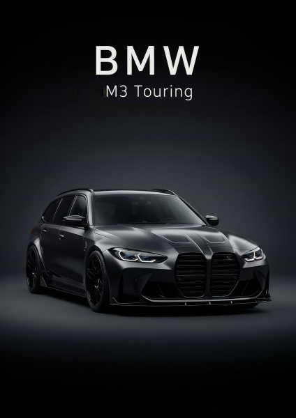 Dark Aesthetic M3 Touring Araba Posteri – Duvar Tablosu duvarda gerçek ölçek
