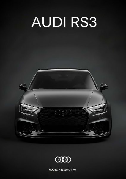 dark Audi RS3 Quattro Front View Araba Posteri – Duvar Tablosu