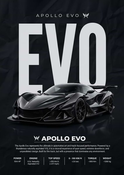 dark black Apollo Evo Supercar Araba Posteri – Duvar Tablosu duvarda gerçek ölçek