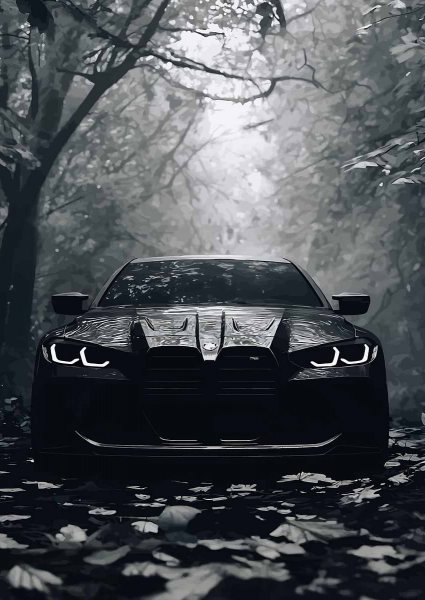 Dark BMW M4 in Forest Araba Posteri – Duvar Tablosu