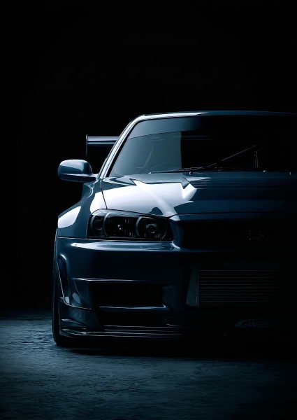 Dark skyline gtr e34 Sports Car Front View Araba Posteri – Duvar Tablosu