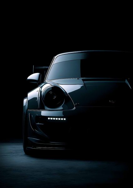 Dark Sports Car Front View Araba Posteri – Duvar Tablosu