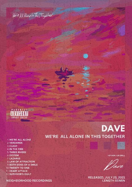 Dave - We're All Alone Together Album Müzik Posteri – Duvar Tablosu