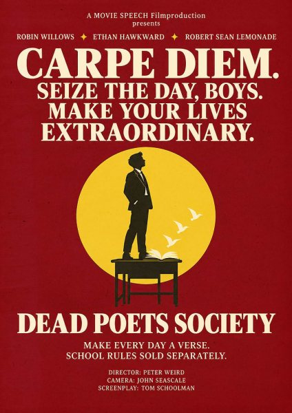 Dead Poets Society – Carpe Diem | A Movie Speech Film Posteri – Duvar Tablosu duvarda gerçek ölçek