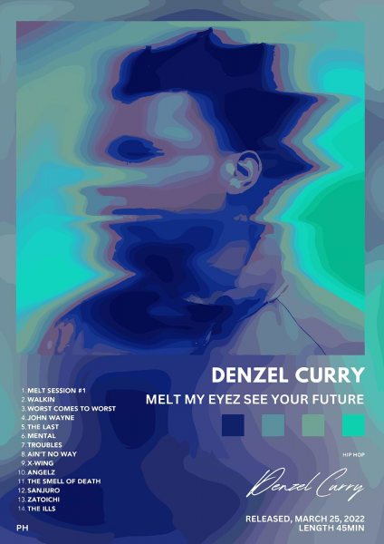 Denzel Curry - Melt My Eyez Müzik Posteri – Duvar Tablosu duvarda gerçek ölçek